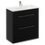 Napoli Matt Black 800mm Floor Standing Vanity Unit with 1 Tap Hole Minimalist Basin and 2 Drawers with Chrome Handles Left Hand View
