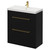 Napoli Matt Black 800mm Floor Standing Vanity Unit with 1 Tap Hole Slim Edge Basin and 2 Drawers with Brushed Brass Handles Right Hand View