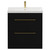 Napoli Matt Black 800mm Floor Standing Vanity Unit with 1 Tap Hole Slim Edge Basin and 2 Drawers with Brushed Brass Handles View from Front
