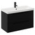 Napoli Matt Black 800mm Wall Mounted Vanity Unit with 1 Tap Hole Slim Edge Basin and 2 Drawers with Matt Black Handles Left Hand View