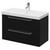Napoli Matt Black 800mm Wall Mounted Vanity Unit with 1 Tap Hole Slim Edge Basin and 2 Drawers with Chrome Handles Right Hand View