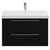 Napoli Matt Black 800mm Wall Mounted Vanity Unit with 1 Tap Hole Slim Edge Basin and 2 Drawers with Chrome Handles View from Front