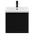Napoli Matt Black 500mm Wall Mounted Vanity Unit with 1 Tap Hole Basin and Single Drawer with Matt Black Handle View from Front