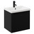 Napoli Matt Black 500mm Wall Mounted Vanity Unit with 1 Tap Hole Basin and Single Drawer with Matt Black Handle Left Hand View