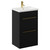 Napoli Matt Black 500mm Floor Standing Vanity Unit with 1 Tap Hole Basin and 2 Drawers with Brushed Brass Handles Left Hand View