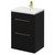 Napoli Matt Black 600mm Floor Standing Vanity Unit with 1 Tap Hole Basin and 2 Drawers with Brushed Brass Handles Right Hand View