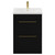 Napoli Matt Black 600mm Floor Standing Vanity Unit with 1 Tap Hole Basin and 2 Drawers with Brushed Brass Handles View from Front