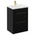 Napoli Matt Black 600mm Floor Standing Vanity Unit with 1 Tap Hole Basin and 2 Drawers with Brushed Brass Handles Left Hand View