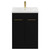 Napoli Matt Black 600mm Floor Standing Vanity Unit with 1 Tap Hole Basin and 2 Doors with Brushed Brass Handles View from Front
