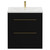 Napoli Matt Black 800mm Floor Standing Vanity Unit with 1 Tap Hole Basin and 2 Drawers with Brushed Brass Handles View from Front