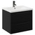 Napoli Matt Black 600mm Wall Mounted Vanity Unit with 1 Tap Hole Basin and 2 Drawers with Gunmetal Grey Handles Left Hand View