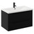 Napoli Matt Black 800mm Wall Mounted Vanity Unit with 1 Tap Hole Basin and 2 Drawers with Matt Black Handles Left Hand View