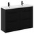 Napoli Matt Black 1200mm Floor Standing Vanity Unit with Polymarble Double Basin and 4 Drawers with Matt Black Handles Left Hand View