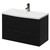 Napoli Matt Black 800mm Wall Mounted Vanity Unit with 1 Tap Hole Curved Basin and 2 Drawers with Gunmetal Grey Handles Right Hand View