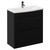 Napoli Matt Black 800mm Floor Standing Vanity Unit with 1 Tap Hole Curved Basin and 2 Drawers with Gunmetal Grey Handles Left Hand View