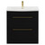 Napoli Matt Black 800mm Floor Standing Vanity Unit with 1 Tap Hole Curved Basin and 2 Drawers with Brushed Brass Handles View from Front