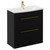 Napoli Matt Black 800mm Floor Standing Vanity Unit with 1 Tap Hole Curved Basin and 2 Drawers with Brushed Brass Handles Left Hand View