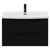 Napoli Matt Black 800mm Wall Mounted Vanity Unit with 1 Tap Hole Curved Basin and 2 Drawers with Matt Black Handles View from Front
