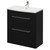 Napoli Matt Black 800mm Floor Standing Vanity Unit with 1 Tap Hole Curved Basin and 2 Drawers with Chrome Handles Right Hand View