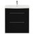 Napoli Matt Black 800mm Floor Standing Vanity Unit with 1 Tap Hole Curved Basin and 2 Drawers with Chrome Handles View from Front