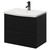 Napoli Matt Black 600mm Wall Mounted Vanity Unit with 1 Tap Hole Curved Basin and 2 Drawers with Gunmetal Grey Handles Right Hand View