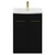 Napoli Matt Black 600mm Floor Standing Vanity Unit with 1 Tap Hole Curved Basin and 2 Doors with Brushed Brass Handles View from Front
