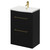 Napoli Matt Black 600mm Floor Standing Vanity Unit with 1 Tap Hole Curved Basin and 2 Drawers with Brushed Brass Handles Right Hand View