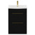 Napoli Matt Black 600mm Floor Standing Vanity Unit with 1 Tap Hole Curved Basin and 2 Drawers with Brushed Brass Handles View from Front