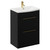 Napoli Matt Black 600mm Floor Standing Vanity Unit with 1 Tap Hole Curved Basin and 2 Drawers with Brushed Brass Handles Left Hand View