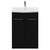Napoli Matt Black 600mm Floor Standing Vanity Unit with 1 Tap Hole Curved Basin and 2 Doors with Chrome Handles View from Front Napoli Matt Black 600mm Floor Standing Vanity Unit with 1 Tap Hole Curved Basin and 2 Doors with Chrome Handles View from Front