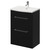 Napoli Matt Black 600mm Floor Standing Vanity Unit with 1 Tap Hole Curved Basin and 2 Drawers with Chrome Handles Right Hand View