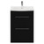 Napoli Matt Black 600mm Floor Standing Vanity Unit with 1 Tap Hole Curved Basin and 2 Drawers with Chrome Handles View from Front