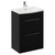 Napoli Matt Black 600mm Floor Standing Vanity Unit with 1 Tap Hole Curved Basin and 2 Drawers with Chrome Handles Left Hand View