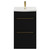 Napoli Matt Black 500mm Floor Standing Vanity Unit with 1 Tap Hole Curved Basin and 2 Drawers with Brushed Brass Handles View from Front