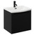 Napoli Matt Black 500mm Wall Mounted Vanity Unit with 1 Tap Hole Curved Basin and Single Drawer with Matt Black Handle Left Hand View