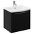 Napoli Matt Black 500mm Wall Mounted Vanity Unit with 1 Tap Hole Curved Basin and Single Drawer with Chrome Handle Left Hand View