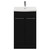 Napoli Matt Black 500mm Floor Standing Vanity Unit with 1 Tap Hole Curved Basin and 2 Doors with Chrome Handles View from Front
