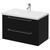 Napoli Matt Black 800mm Wall Mounted Vanity Unit with 1 Tap Hole Basin and 2 Drawers with Chrome Handles Right Hand View