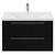 Napoli Matt Black 800mm Wall Mounted Vanity Unit with 1 Tap Hole Basin and 2 Drawers with Chrome Handles View from Front