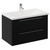 Napoli Matt Black 800mm Wall Mounted Vanity Unit with 1 Tap Hole Basin and 2 Drawers with Chrome Handles Left Hand View