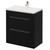Napoli Matt Black 800mm Floor Standing Vanity Unit with 1 Tap Hole Basin and 2 Drawers with Chrome Handles Right Hand View