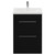 Napoli Matt Black 600mm Floor Standing Vanity Unit with 1 Tap Hole Basin and 2 Drawers with Chrome Handles View from Front