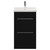Napoli Matt Black 500mm Floor Standing Vanity Unit with 1 Tap Hole Basin and 2 Drawers with Chrome Handles View from Front
