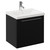 Napoli Matt Black 500mm Wall Mounted Vanity Unit with 1 Tap Hole Basin and Single Drawer with Chrome Handle Left Hand View