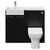 Napoli Combination Matt Black 1000mm Vanity Unit Toilet Suite with Left Hand Square Semi Recessed 1 Tap Hole Basin and 2 Doors with Chrome Handles View from Front