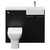 Napoli Combination Matt Black 1000mm Vanity Unit Toilet Suite with Right Hand Square Semi Recessed 1 Tap Hole Basin and 2 Doors with Chrome Handles View from Front