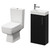 Napoli Compact Matt Black 400mm Cloakroom Vanity Unit and Toilet Suite including Paulo Toilet and Floor Standing Vanity Unit with Single Door and Chrome Handle Right Hand View