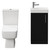 Napoli Compact Matt Black 400mm Cloakroom Vanity Unit and Toilet Suite including Paulo Toilet and Floor Standing Vanity Unit with Single Door and Chrome Handle View from Front