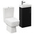 Napoli Compact Matt Black 400mm Cloakroom Vanity Unit and Toilet Suite including Paulo Toilet and Floor Standing Vanity Unit with Single Door and Chrome Handle Left Hand View