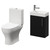 Napoli Compact Matt Black 400mm Cloakroom Vanity Unit and Toilet Suite including Jubilee Open Back Toilet and Wall Mounted Vanity Unit with Single Door and Chrome Handle Right Hand View